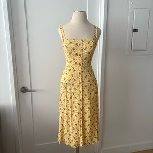 Reformation Persimmon Midi Dress Yellow Floral size 2